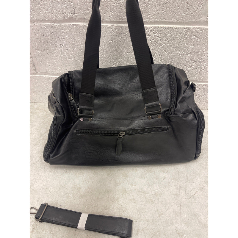 Yaxiang High Quality Leather Large Carry On Bag Travel Tote Duffel Bag - Black