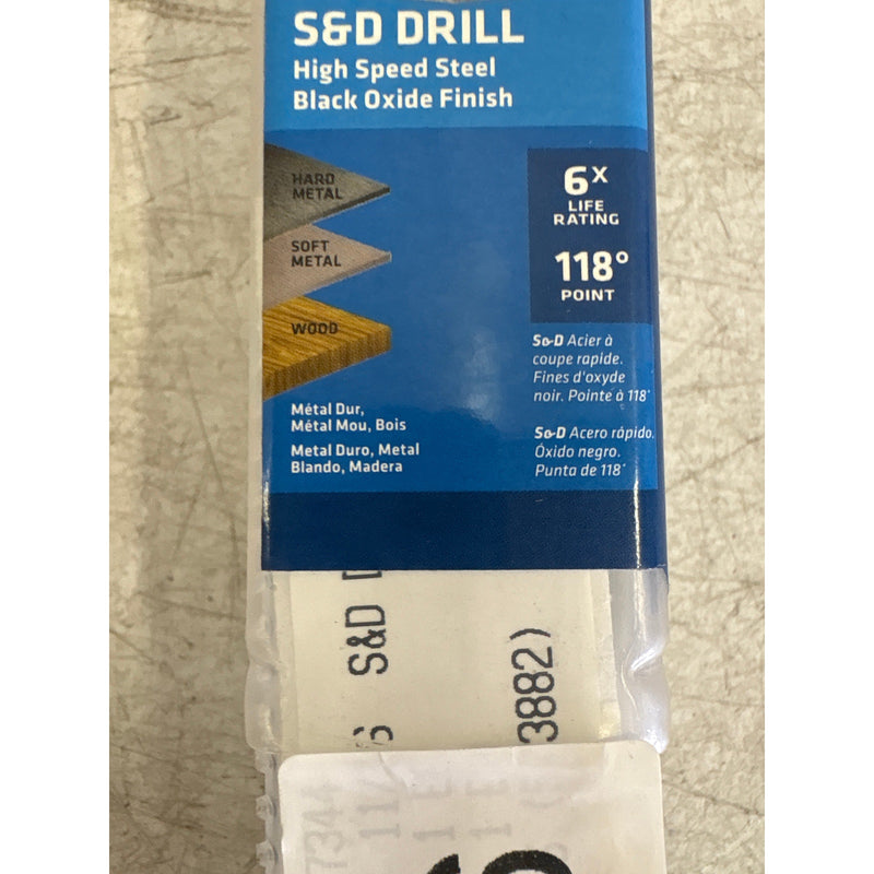 Century Drill & Tool 11/16" Black Oxide S and D Drill Bit, 1/2" Reduced Shank