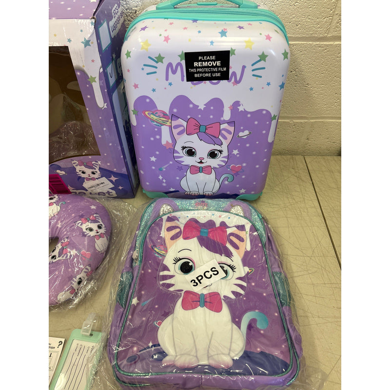 Inprof Cute Cat Kid’s Luggage Set 5-Piece Suitcase Set 16’’ Hardside Luggage