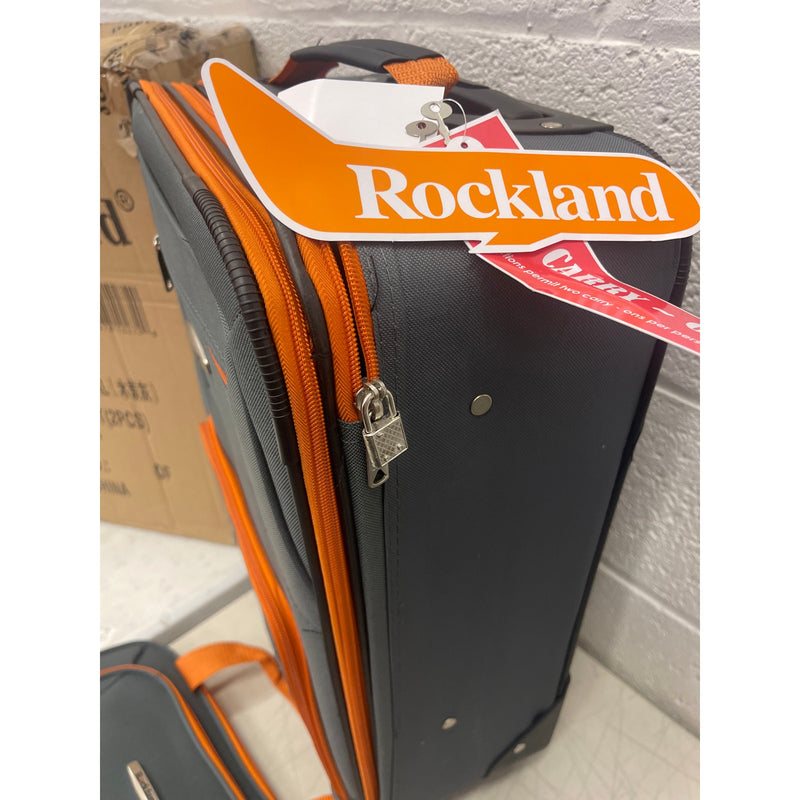 Rockland Fashion 2pc Softside Luggage Set with locking Zipper - Gray & Orange