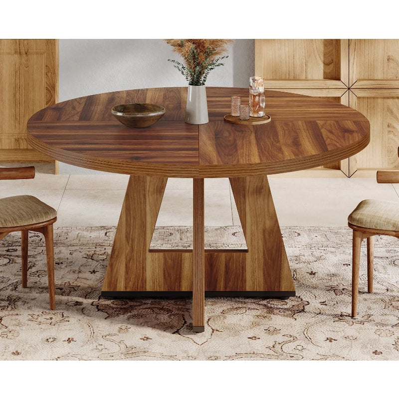 Tribesigns Round Dining Table for 4, 47" Wooden Kitchen Farmhouse Dinner Table