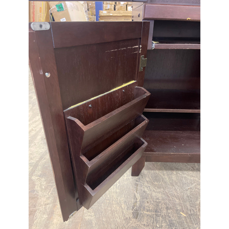 Cabinet Desk and Storage, Bulletin, Dry Erase, Pull Out Keyboard Tray Wood Brown