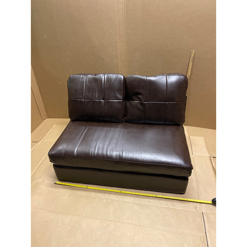 46 x 29 x 27" Sectional Piece, Love Seat, Floor Seat, No Feet, Brown Leather