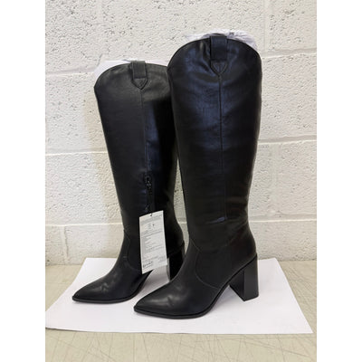 The Drop Women's Cassandra Knee-High Block Heel Western Boot, Black, Size 10