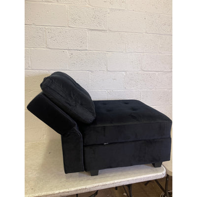 Silla de 66 x 66 x 43 cm con almacenamiento, asiento/otomana de terciopelo suave, para sala de estar, color negro