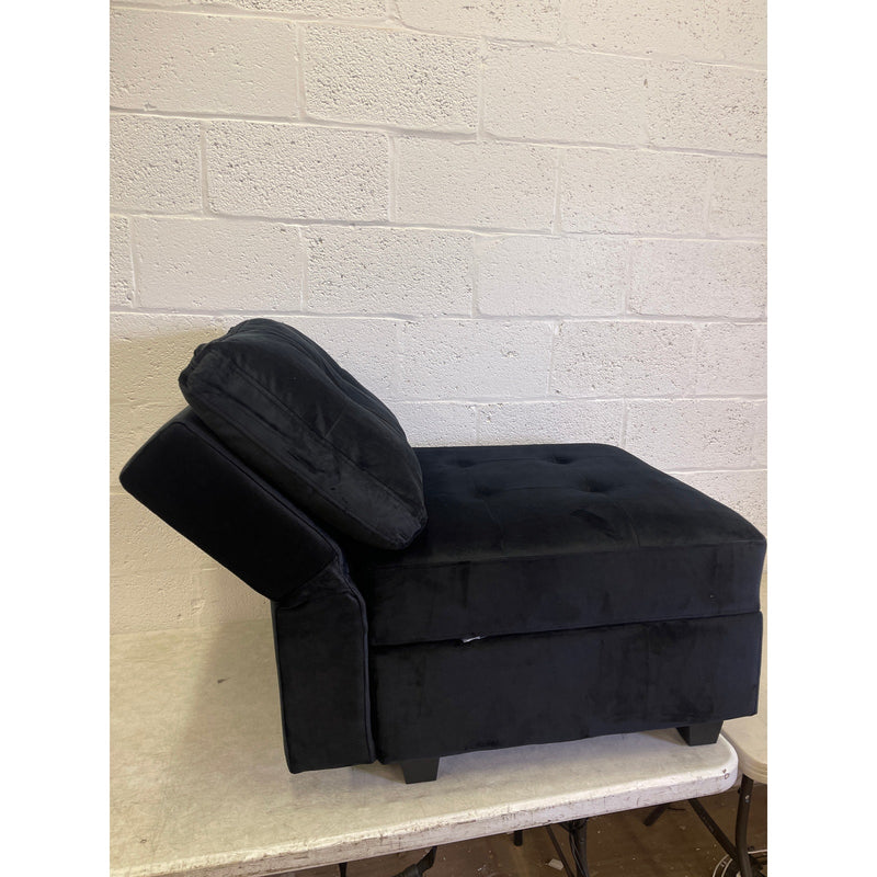 Silla de 66 x 66 x 43 cm con almacenamiento, asiento/otomana de terciopelo suave, para sala de estar, color negro