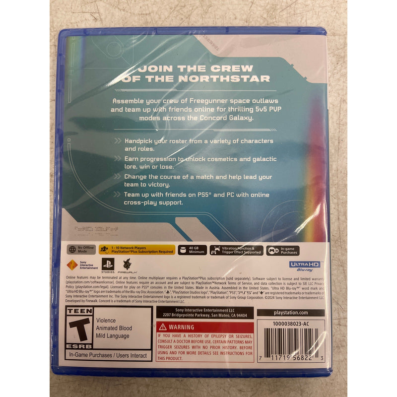 PlayStation PS5 Concord, Rated T, Action & Adventure, Shooting, Online Play