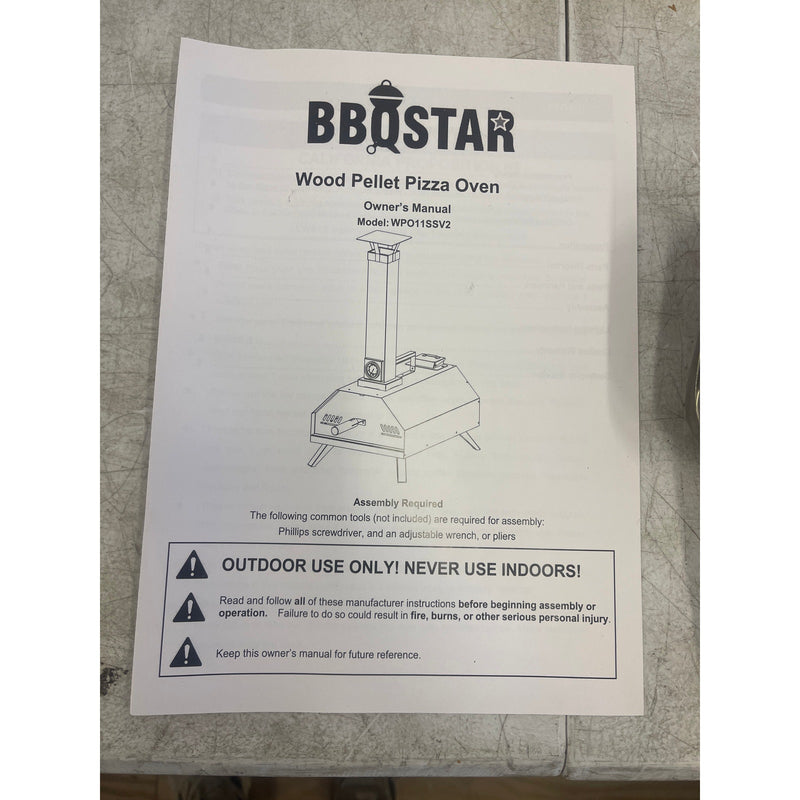 BBQSTAR Wood Fired Pizza Oven Portable Stainless Steel w 11" Baking Stone Silver