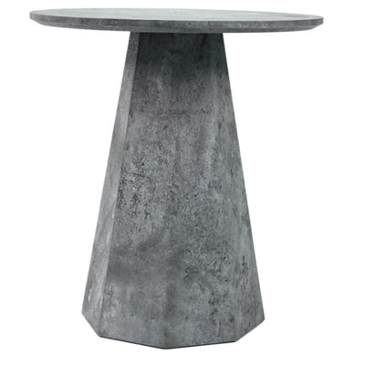 Nook & Trove Round Side Table Wood Table, Marble Imitation 17.7" Nightstand Grey