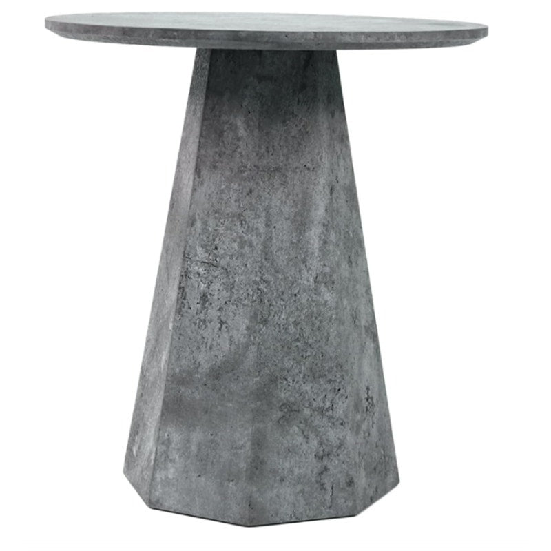 Nook & Trove Round Side Table Wood Table, Marble Imitation 17.7" Nightstand Grey