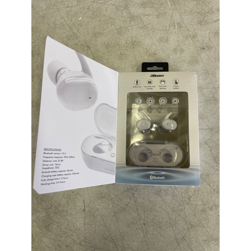 2boom Bluetooth Apex Air True Wireless Earphones w Case - White - TWS200W