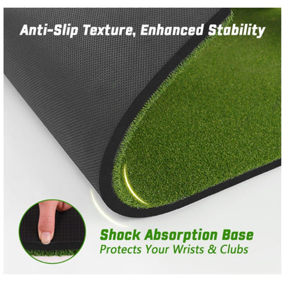 DCQ Real Feel 5x4ft Golf Hitting Mat Dual Turf Alignment & Angle of Approach Aid