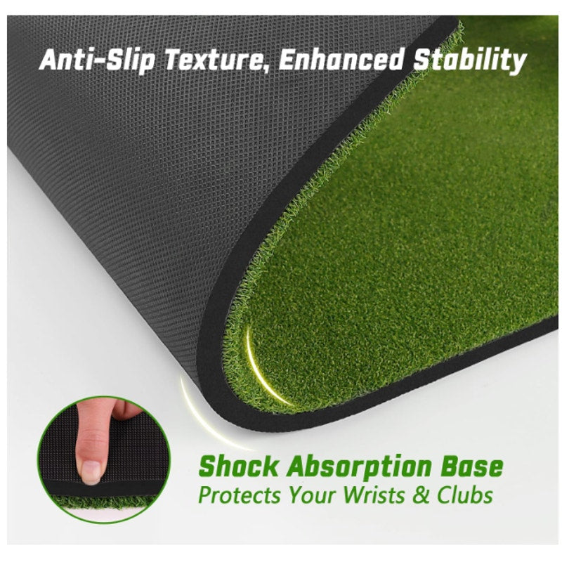DCQ Real Feel 5x4ft Golf Hitting Mat Dual Turf Alignment & Angle of Approach Aid