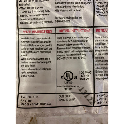 Degrees Of Comfort Queen Heated Mattress Pad with 2 Controllers