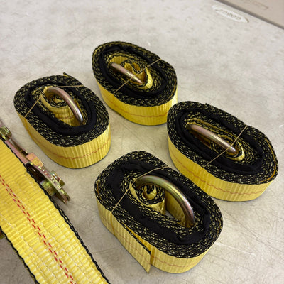 Waltyotur 4-Pcs Auto Lanyard Clip Ratchet Straps 2x96 Classic Yellow 3300 LB CAP