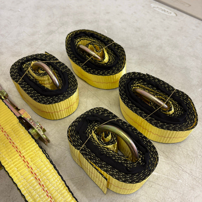 Waltyotur 4-Pcs Auto Lanyard Clip Ratchet Straps 2x96 Classic Yellow 3300 LB CAP