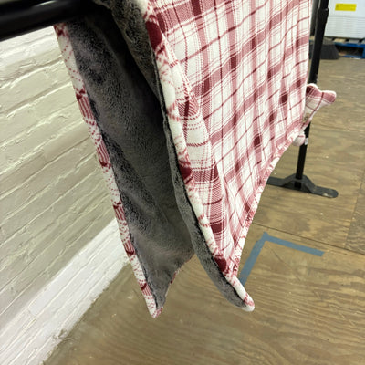 Ugg Dog Blanket w Bone Squeaky Toy 40"x50" Dual Sided Fluffy & Soft - Red Plaid