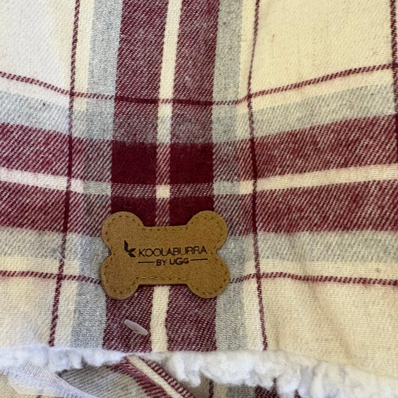 Koolaburra UGG Pet Alfie Soft Dog Pajama w Hood 20-21"Collar Red Plaid X-Large