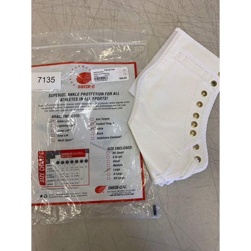 Swede-O Ankle Lok Support with Knit Tongue, Large Ankle Brace White Sprain