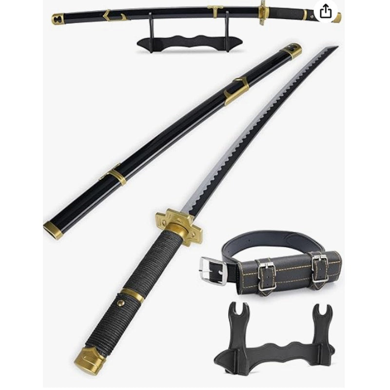 One Piece Yubashiri Sword 41" Toy Katana Replica w Holster Belt & Display Stand