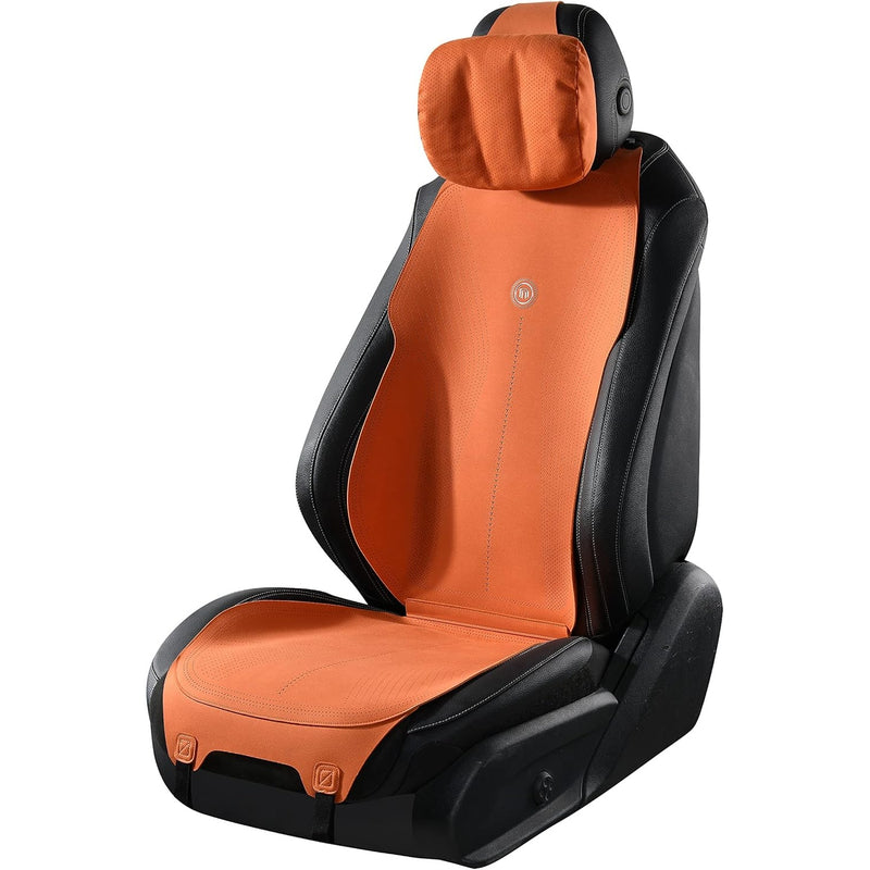 SET-OF-4 OUMANNI Universal Fit Breathable Suede Seat Covers, 2 Head Pads Orange