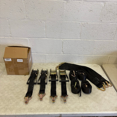 4 Pcs Auto Tie-Down Webbing Strap Belt Double J-Shaped Hook Belt Clip 4 Rings