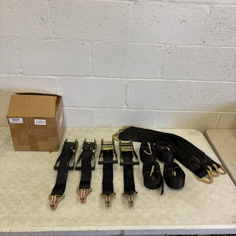 4 Pcs Auto Tie-Down Webbing Strap Belt Double J-Shaped Hook Belt Clip 4 Rings