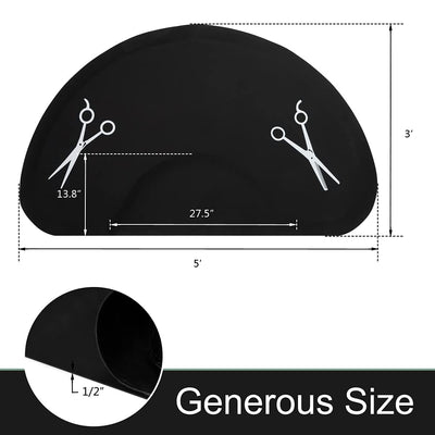(2 pack) OmySalon Semi-Circle Salon Floor Mats (3'x5') for Under Chair - Black
