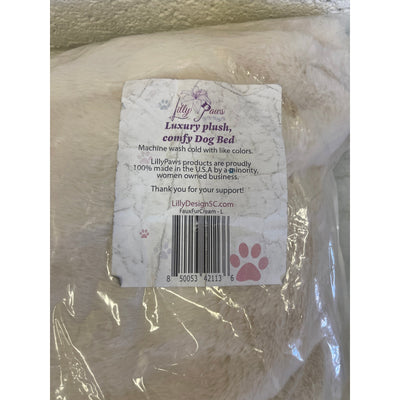 Lilly Paws Luxury Plush Comfy Dog Bed FauxFur Large 36 x 27 x 10 in Cream& Black