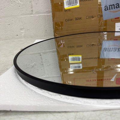 VooBang Round Mirror (20in) Wall Mounted, Simple & Modern, Metal Frame - Black
