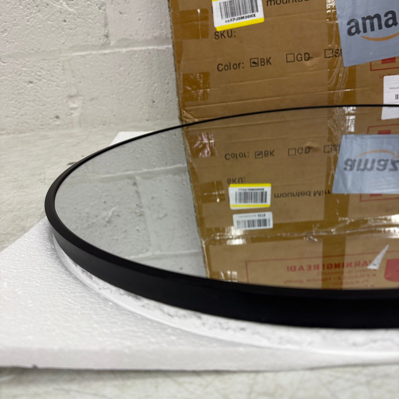 VooBang Round Mirror (20in) Wall Mounted, Simple & Modern, Metal Frame - Black