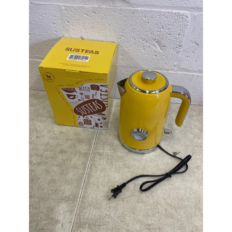SUSTEAS Electric Kettle 57oz Hot Tea Kettle Water Boiler w Thermometer - Yellow