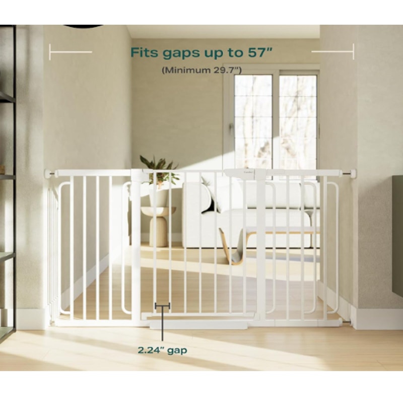 Cumbor 29.7-57" Wide Baby Gate Self Closing Dog Gate Pressure Mounted - White