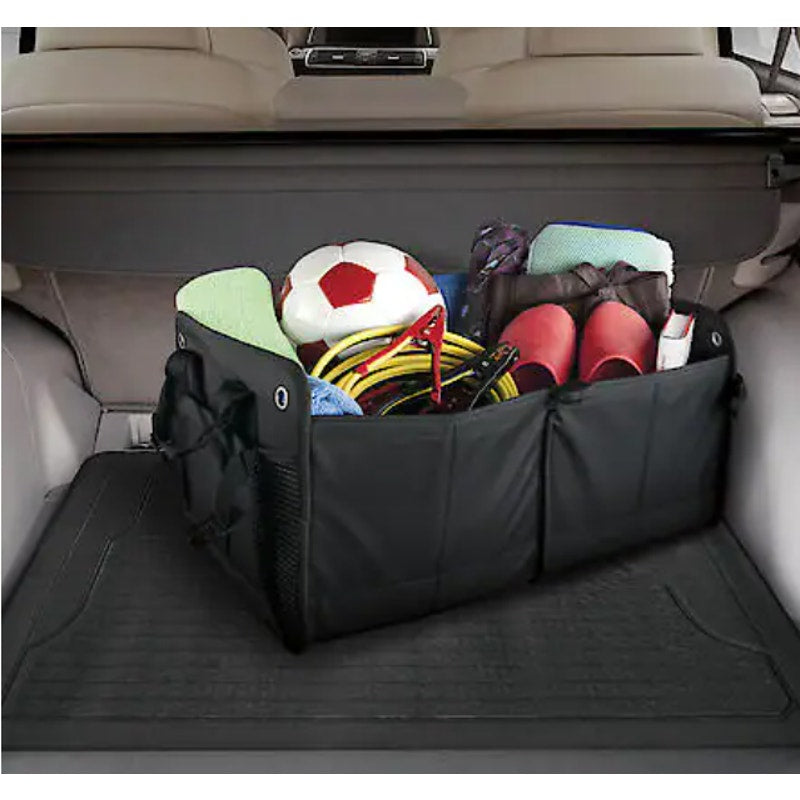 AutoCraft 2-Bin Trunk Organizer, Black Durable Oxford, Universal, Foldable AC710