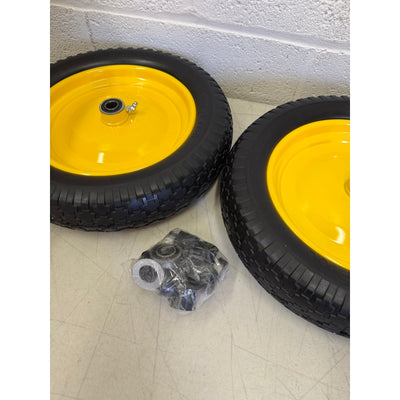 (2-PACK) 14.5x4-8 Wheels Flat Free Replacement Tires, Steel Rim, Universal Fit