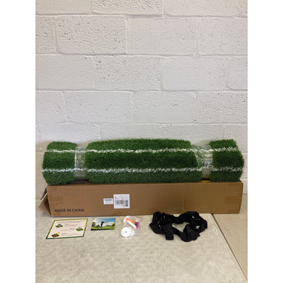 DCQ Real Feel 5x4ft Golf Hitting Mat Dual Turf Alignment & Angle of Approach Aid