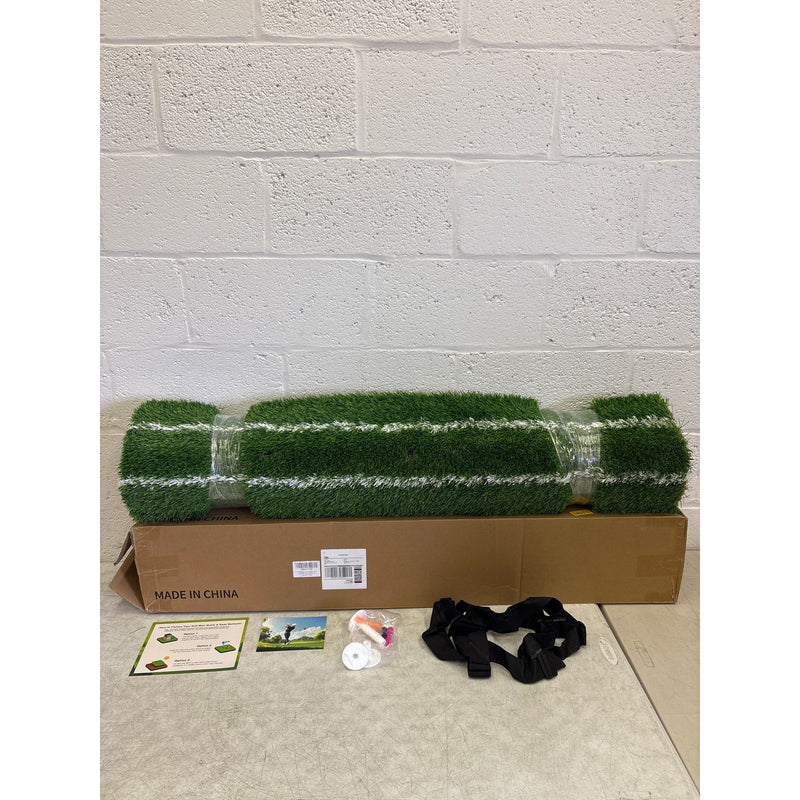 DCQ Real Feel 5x4ft Golf Hitting Mat Dual Turf Alignment & Angle of Approach Aid