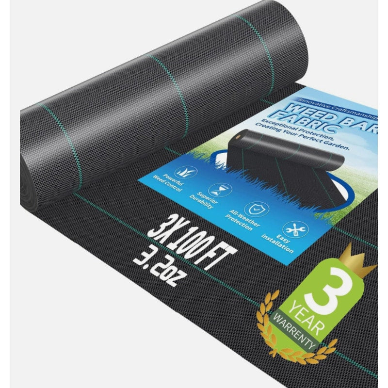 3ftx100ft Landscape Fabric SVINLAT Weed Barrier Fabric, Heavy Duty Woven - Black