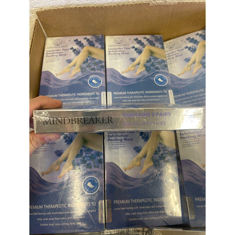 72-Count Mindbreaker Foot Peel Mask Lavender 2 Pairs per Box, Foot Exfoliation