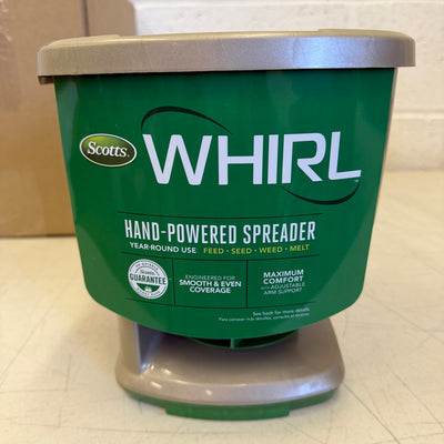 Scotts Whirl Hand-Powered Spreader for Grass Seed, Fertilizer, Salt & Ice Melt