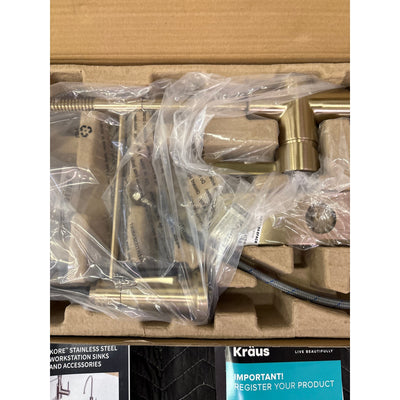 KRAUS Britt Commercial Style Pre-Rinse Kitchen Faucet with Deck Plate - Gold