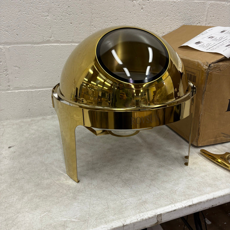 ROVSUN 6 QT Chafing Dishes for Buffet Roll Top Chafing Dish Stainless Steel Gold