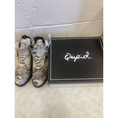 NEW Qupid Snake Leather Boots Tressa-22x Stone/Black Women's Size 6
