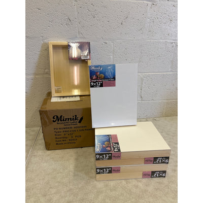 Pack-of-6 Mimik Recycled PET Cradled Canvas 1.5" Deep 9x12" Medium-Textured