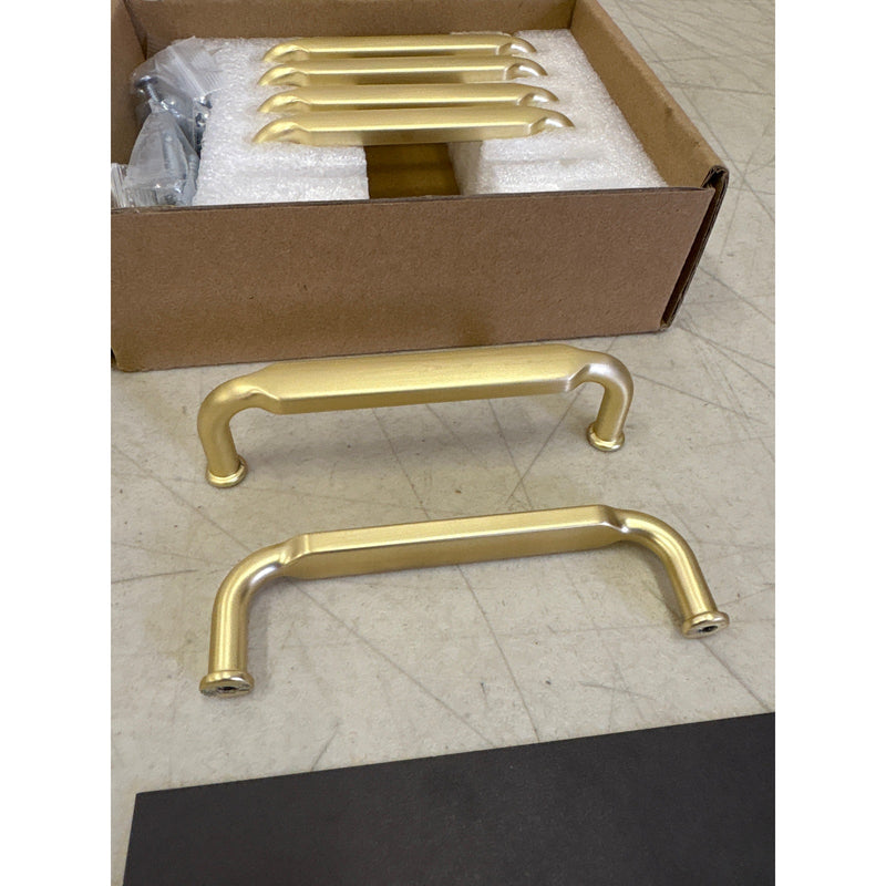 6-Pack Goo-Ki Brushed Gold Drawer Handles 3-3/4" Hole Centers Straight Bar Pull
