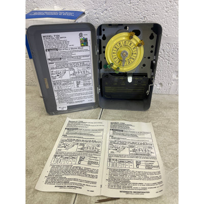 Intermatic T100 Series 40 Amp 24-Hour Indoor Mechanical Timer 240 VAC, Gray
