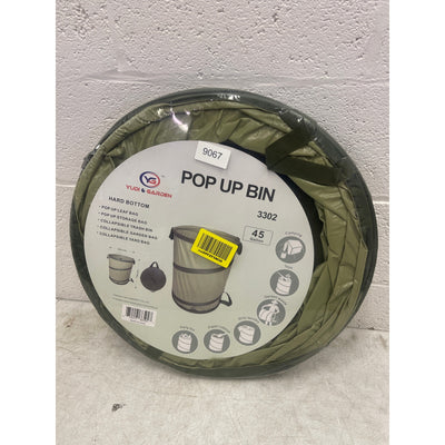 YUDI & GARDEN 45 Gallon Hard Bottom Collapsible Garden Bag, Green, Trash Can