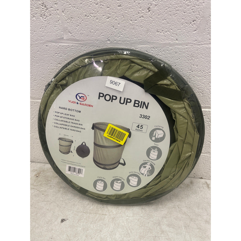 YUDI & GARDEN 45 Gallon Hard Bottom Collapsible Garden Bag, Green, Trash Can