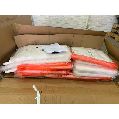 Set-of-4 Tryton Dining Chairs White Leather Stainless Steel Legs, Missing Hardware