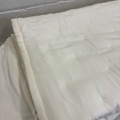 Mainstays Queen Comforter w 2 Pillow Shams Plain Design Tiny X's Stitching - Tan